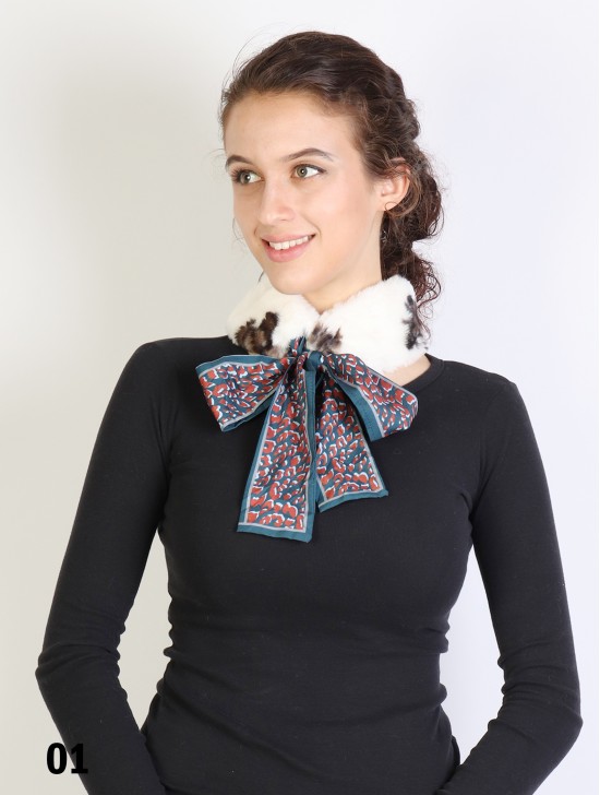 Butterfly Plush Scarf W/ Silk Ribbon